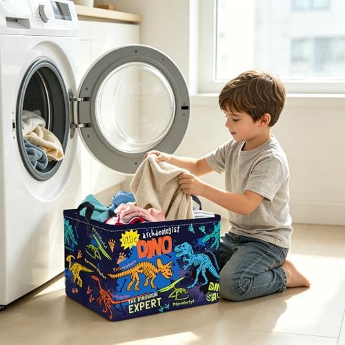 Clastyle Large Boho Dinosaur Pterosaur Boy Book Toy Storage Basket Dino Palm - Image 5