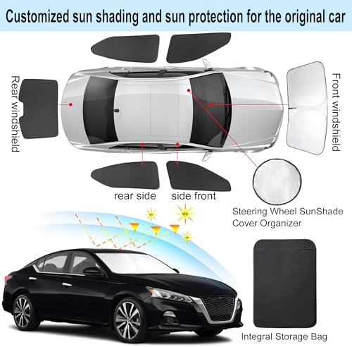 TINGLU 6PCS Window Shades for Nissan Altima 2019-2024 2025 Accessories Car Side - Image 3