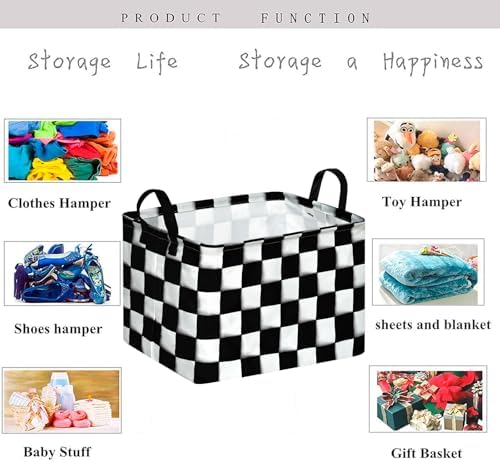 Rectang Checkered Flag Storage Basket Gift Shelf Basket Storage Bin, Nursery - Image 5