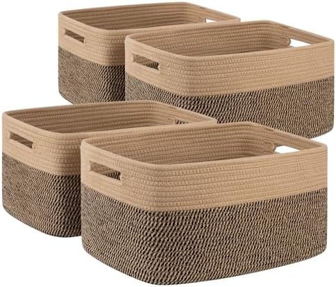 4 Pack Storage Baskets for Organizing, Woven Baskets for Shelves by SIXDOVE
