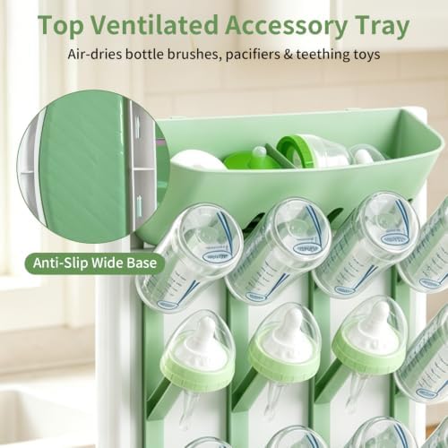 Vertical Baby Bottle Drying Rack, Space-Saving Countertop Dryer, Holds 12 - Image 4
