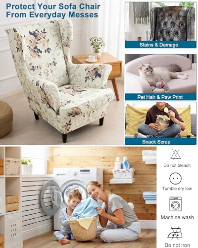 CRFATOP Wingback Chair Covers Stretch Armchair Slipcovers - Image 4