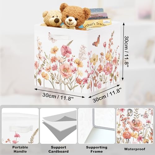 11.8" Wild Flower Storage Cube Organizer Set 3Pcs Clothes Storage Basket Bin - Image 3