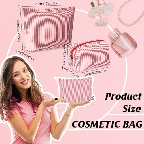 Huhumy 2 Pcs Makeup Bag Set for Women, Thin Stripe - Image 3