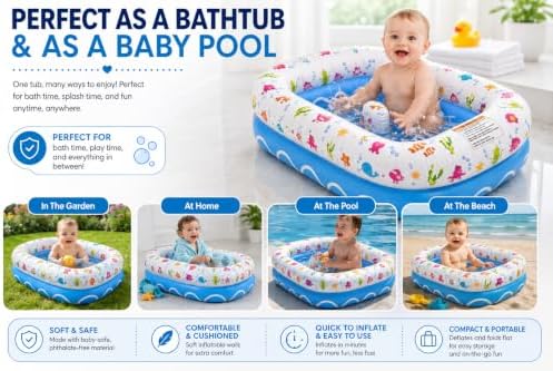 Mommy's Helper Inflatable Baby Bathtub, Portable Bathtub, Ages 6-24 Months - Image 5