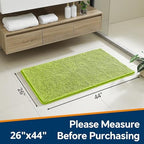 Chenille Bathroom Rug 26"x44" Lime Green, Non-Slip Plush Bath Mat - Image 2