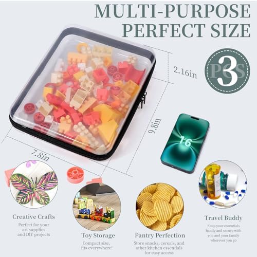 YOPCDJ 3 Pack Clear Hard Shell Zipper Case, Plastic Pouch - Image 2