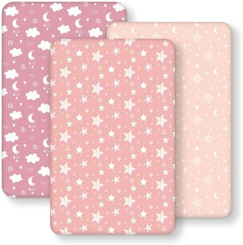 Baby Bedside Bassinet Sheets Fitted, 33”x20” Compatible by FIEMOL