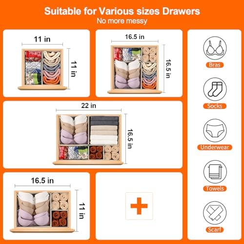 Stero 6 Pack Drawer Organizers for Clothing, Dresser Drawer Organizer Clothes - Image 7