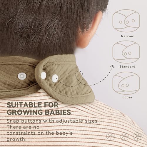 Muslin Baby Bibs for Unisex Boys Girls, Cotton Drool Bibs, Adjustable Newborn - Image 4