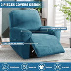 ZNSAYOTX Velvet Oversized Recliner Cover 3-Piece, Luxury Plush Recliner Chair - Image 3