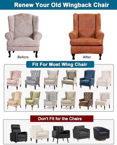 CRFATOP Wingback Chair Covers Stretch Armchair Slipcovers - Image 4