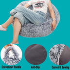 Fluffy Stuffed Animal Storage Bean Bag Chair Cover, Faux Fur Comfy Bean Bag - Image 5