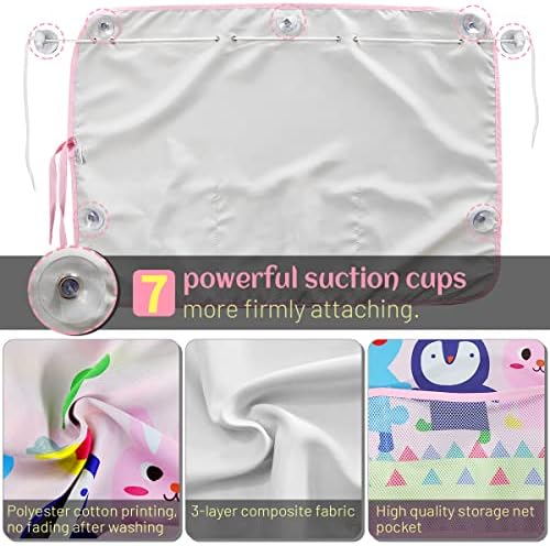 DIZA100 Car Sun Shade for Window Baby, 7 Suction Cups, Cute Patterns for - Image 4