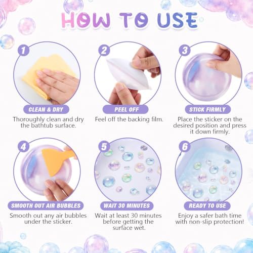 Fullhawl 30 Pcs Pastel Bubble Non Slip Shower Stickers, Bathtub Safety - Image 3