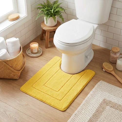 GRANNY SAYS Yellow U Shaped Toilet Rug 20" x 24", Non-Slip Bath Mat - Image 3