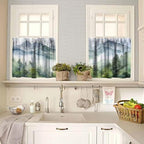 Forest Valance Curtain for Kitchen, Watercolor Style Nature Woodland Green - Image 2