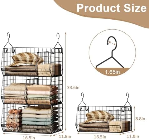 Jautokerdar 3 Tier Closet Hanging Shelves - Image 3