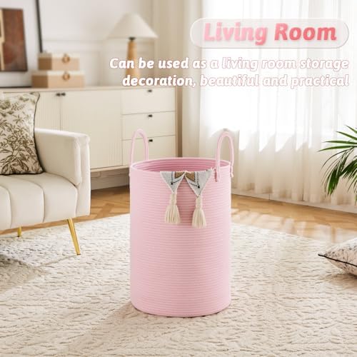 Artfeel Laundry Basket, Woven Cotton Rope Laundry Hamper, 60L - Image 2