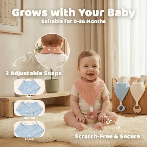 8-Pack Muslin Baby Bibs for Drooling and Teething - Image 4