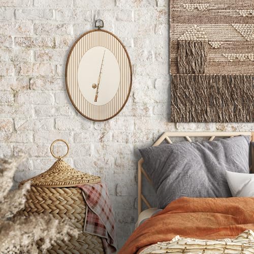 SONMYSULIL Fishing Boy Nursery Wall Art Decor, Kids Playroom Oval Wall Hanging - Image 4