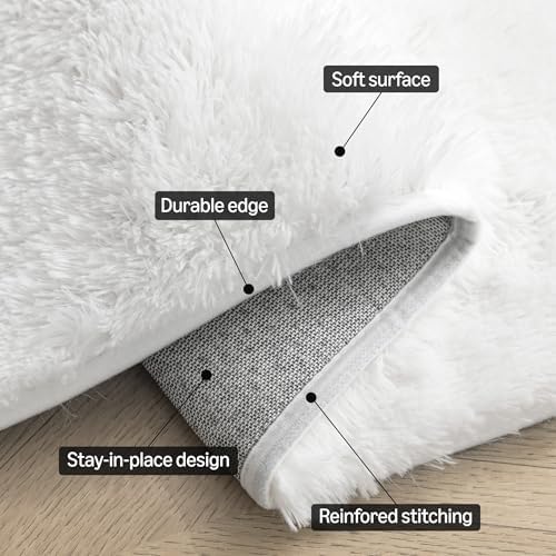Amazon Basics Fluffy Washable Round Area Rug, Circle Shaggy Carpet - Image 3