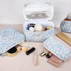 Gosect 3pc Makeup Bag Set, Quilted Makeup Bag Set, Large Floral Cosmetic Bag - Image 4