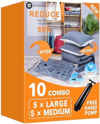 GONGSHI Vacuum Storage Bags for Clothing, Large & Medium by GONGSHI