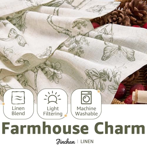 jinchan Ruffled Floral Valance Curtain 18 Inch 1 Panel Green on Beige - Image 6