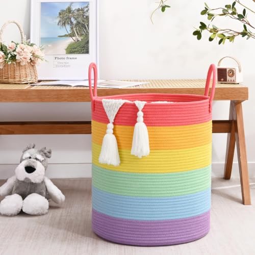 Laundry Hamper for Organizing, 52L Large Laundry Baskets, Cotton Rope Woven - Image 2