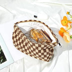SOIDRAM 2 Pieces Makeup Bag Large Checkered Cosmetic Bag Capacity Canvas Travel - Image 4
