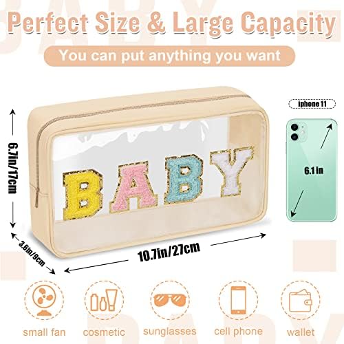 2 Pcs Chenille Letter Clear Makeup Bag Mama Baby Pouch, Mama Baby Hospital - Image 2