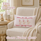 Goose Nursery Decor Goose Pillow Covers 12x20, Bow Girl Nursery Decorative - Image 3