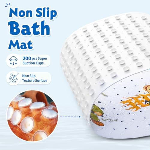 Teddy Island Bath Mat for Tub Non Slip Kids Bathtub Mat 40x16 Baby Bath Mat - Image 3