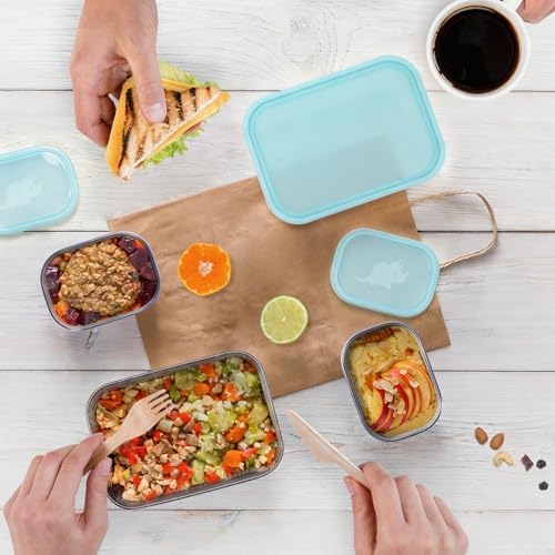 Tanjiae 3 CUP+1 CUP Stainless Steel Lunch Snack Containers Set | Leak Proof 304 - Image 6