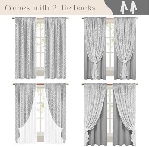 ASPMIZ Linen Curtains for Bedroom, Double Layered Boho Curtain 84 Inch Length 2 - Image 3