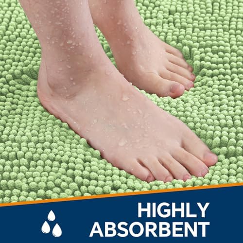 Chenille Bathroom Rug 30"x50" Seafoam Green, Large Plush Bath Mat - Image 4