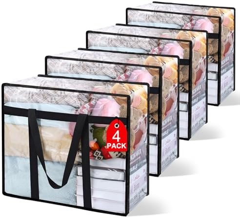4Pack Clear Blanket Storage Bags Comforter Clothes Storage Moving Bag by Besslly