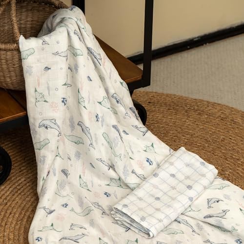 GLLQUEN BABY Muslin Swaddle Blankets 4Pk Receiving Blanket Large 35" x 40" - Image 4
