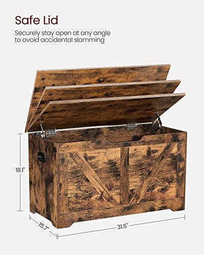 VASAGLE Storage Chest with 2 Safety Hinges, 15.7 x 31.5 x 18.1 Inche - Image 3