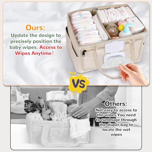 Volnamal Diaper Caddy with Wipe Dispenser One-Handed Access - Image 3