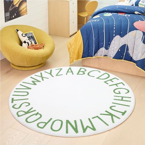 Topotdor Round ABC Area Rug, 47 Inch Soft Floor Carpet - Image 2