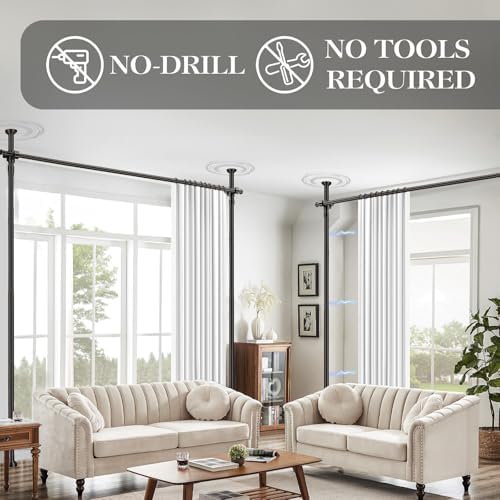 Room Divider Curtain Set-No Drilling Curtain Rod Set, Privacy Curtains - Image 4