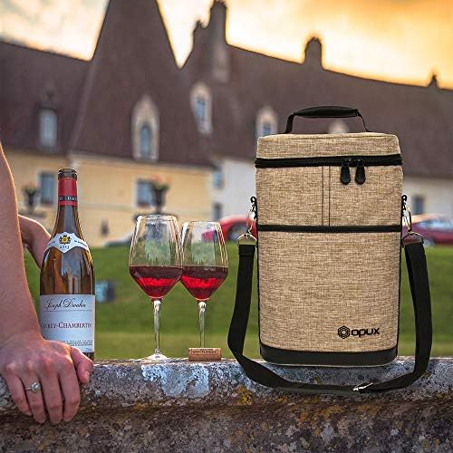 OPUX 2 Bottle Wine Bag Tote Carrier | Leakproof Insulated Wine Cooler Bag - Image 5