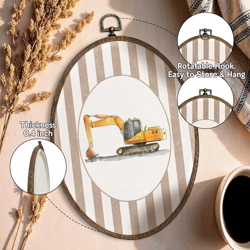 FLAWAFLOMA Vintage Car Nursery Oval Wall Art Decor, Kids Room Canvas Wall Art - Image 4