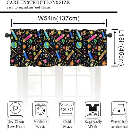 Alphabet Valances Curtains Colorful Stationery Learning Education Window - Image 2