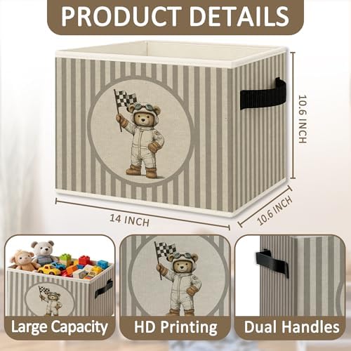 Race Car Bear Nursery Foldable Storage Bins Box - Image 6