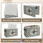 Vintage Blue Checkered Airplane Foldable Storage - Image 5