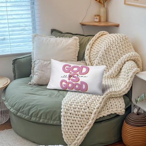 Pink Christian 12x20 Pillow Cover, Religious Home Decor, God is Good All The - Image 5