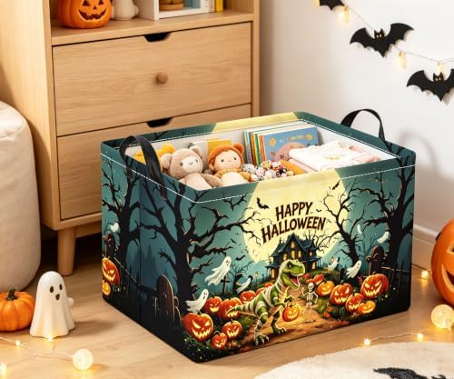 Halloween Basket Cute Baskets for Kids Pumpkin Basket Rectangular Storage Bin - Image 6